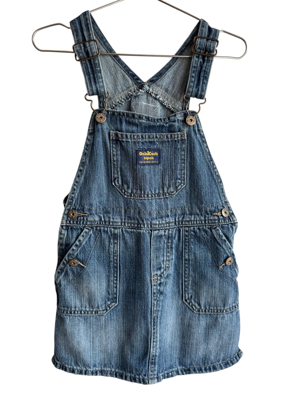 OshKosh Denim Overalls Skirt Girls 5T Blue 100% Cotton Cute Casual Quality Made